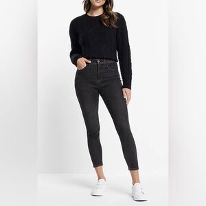 Express High Waisted Black Cropped Skinny Jeans Size 12R